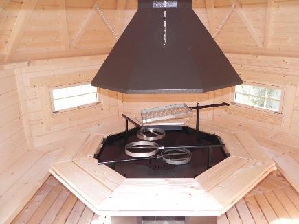 Grillkota Grillhütte 14,9m², 45mm Wandstärke, inkl. Grillanlage